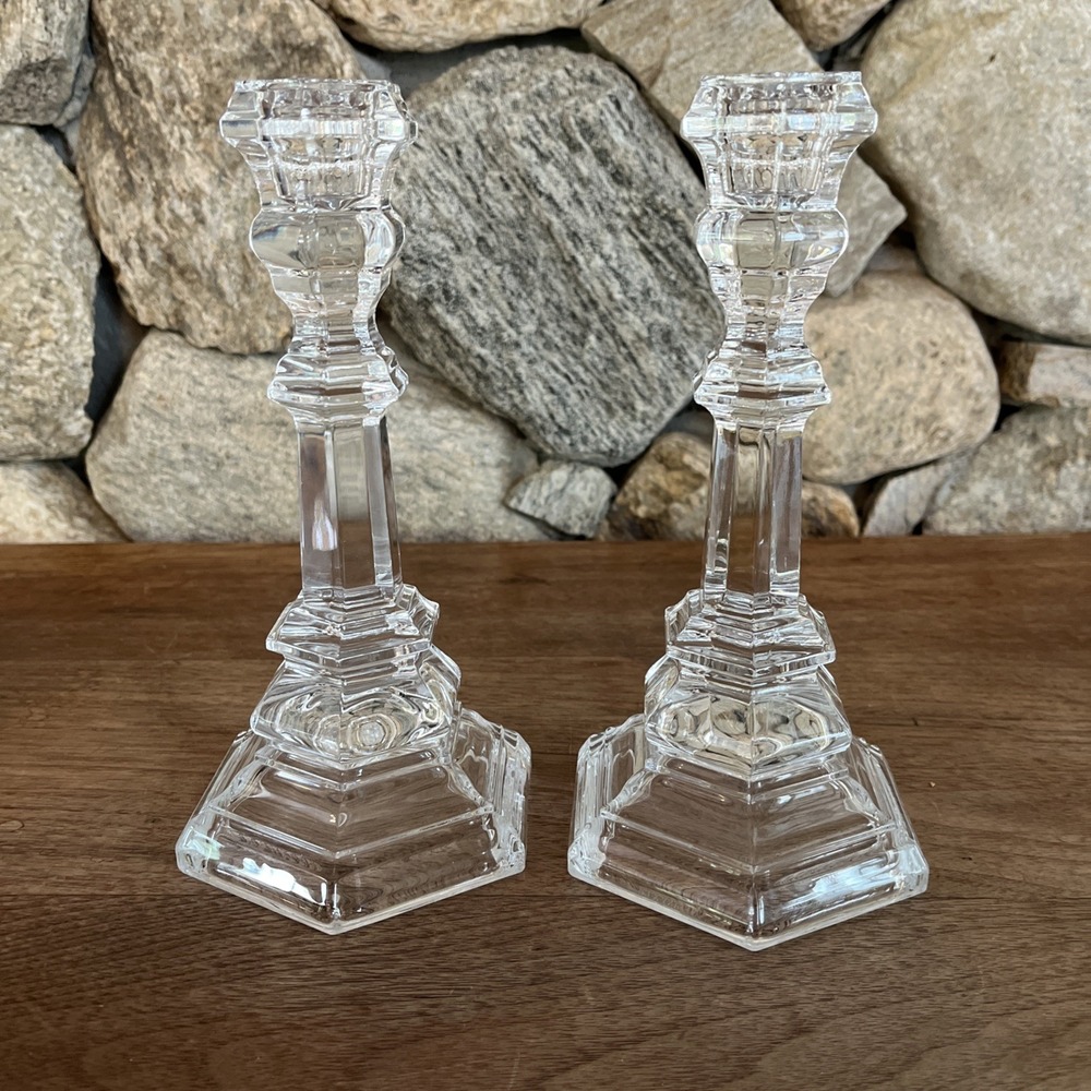 Tiffany & Co. Clear Crystal Pair of Faceted Candlesticks - Picture 1 of 9